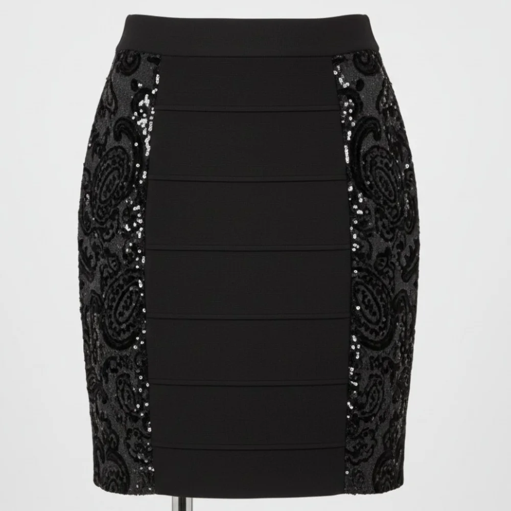 Tory Burch Black Antiscia Sequin Side Bandage Bodycon Skirt - NWOT - Size M